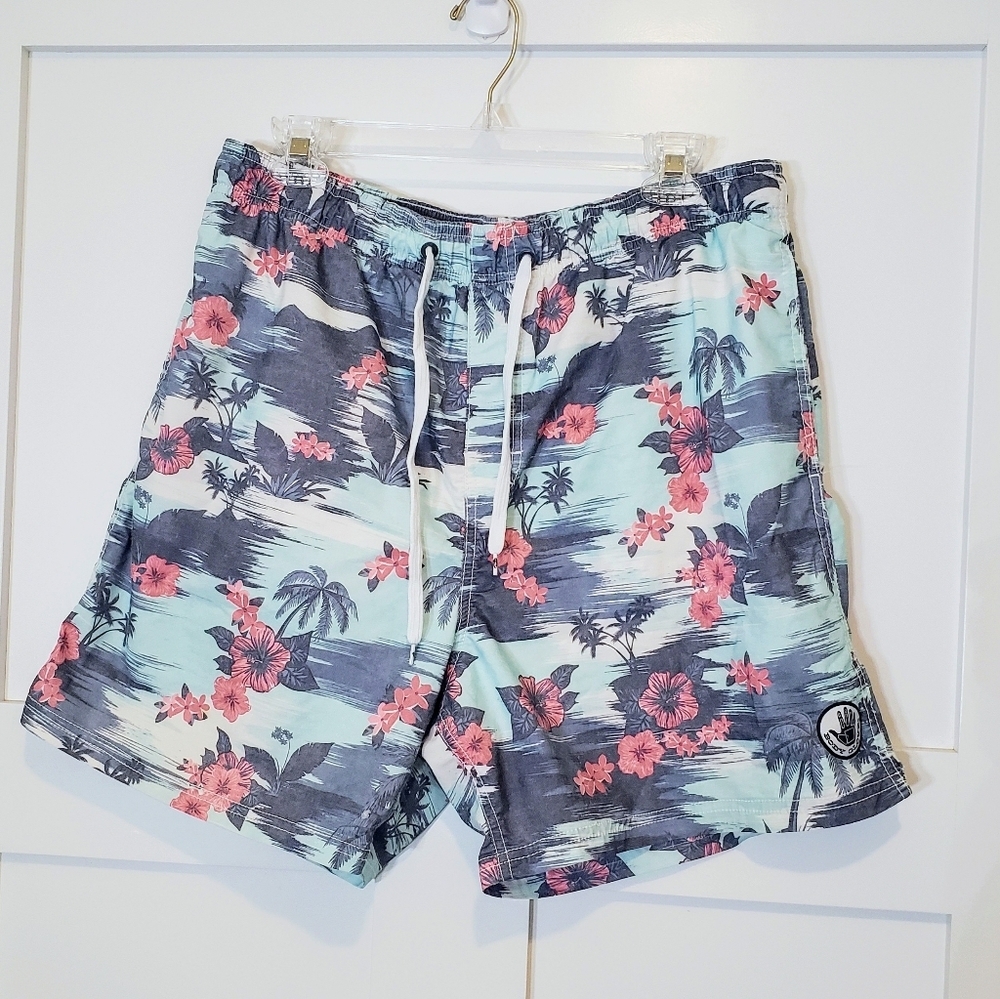 Body Glove Swim Wear Shorts Trunks Size XXL  Floral Green Blue Black Cor…
